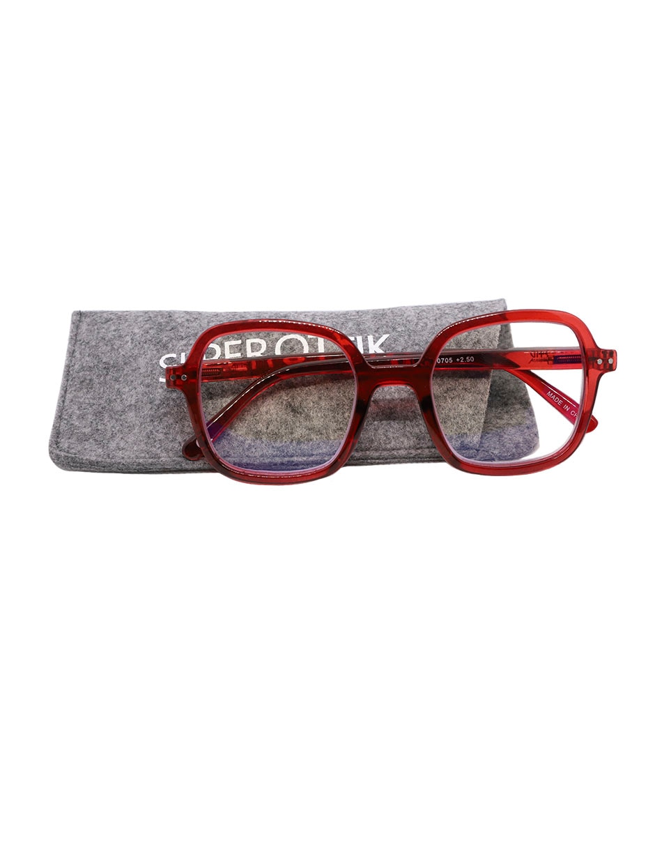 Lentes de lectura superottik lrp 10705-4 rojo cuadrado unisex
