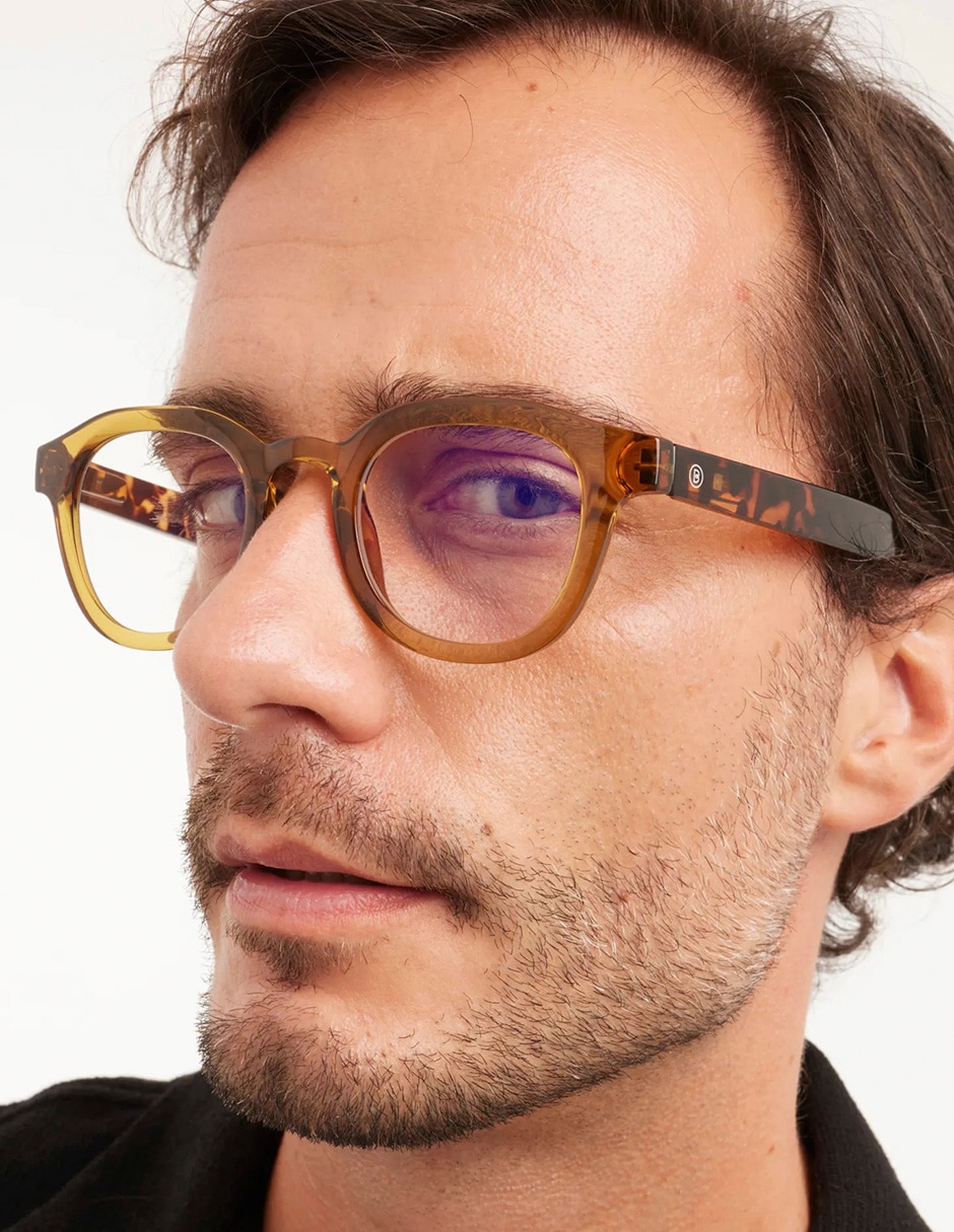 Lentes para luz azul andy ecru olive combi brillante rectangular unisex 2